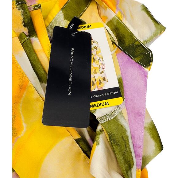 New French Connection Button Front Shirt Midi Dress Watercolor Medium NWT - Picture 3 of 9